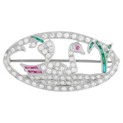 18K Weißgold 0,80ct Diamant Brosche MF32-020426