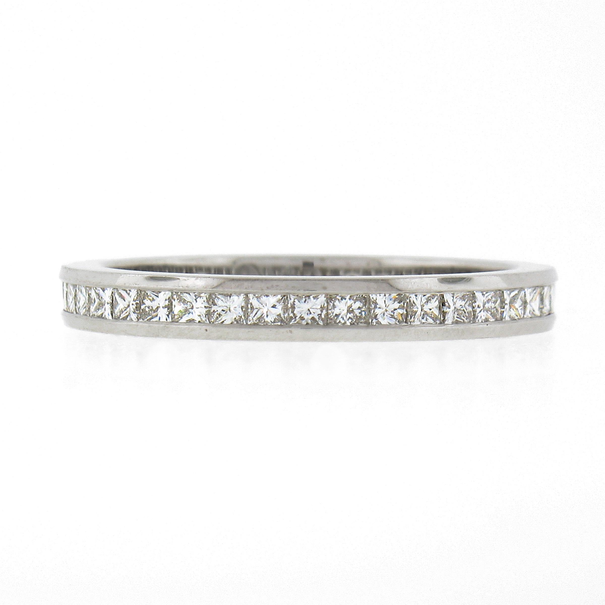 18k White Gold 0.80ctw Channel Princess Diamond Eternity Stack Wedding Band Ring