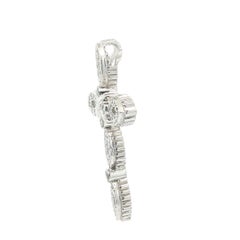 18k White Gold 0.80ctw Pave & Bezel Set Diamond Large Cross Slide Pendant