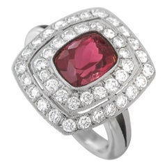 18K White Gold 0.85ct Diamond and Rubellite Ring MF11-012324 18K White Gold 0.85ct Diamond and Rubellite Ring MF11-012324