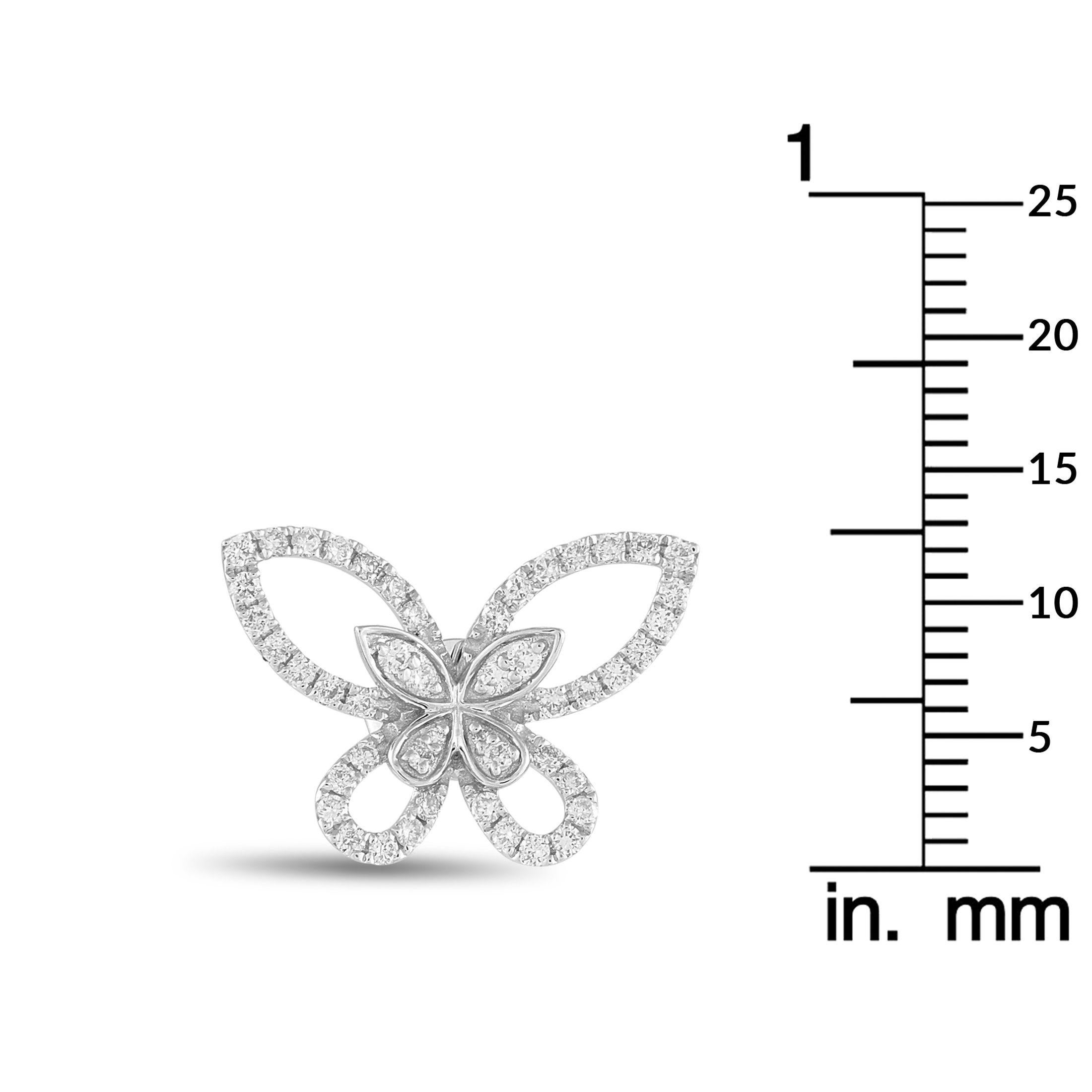 Pendientes Mariposa Oro Blanco 18K 0,85ct Diamantes en Nuevo estado para la venta en Southampton, PA