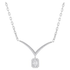 Collar de diamantes de oro blanco de 18 quilates de 0,85 ct ANK-19804