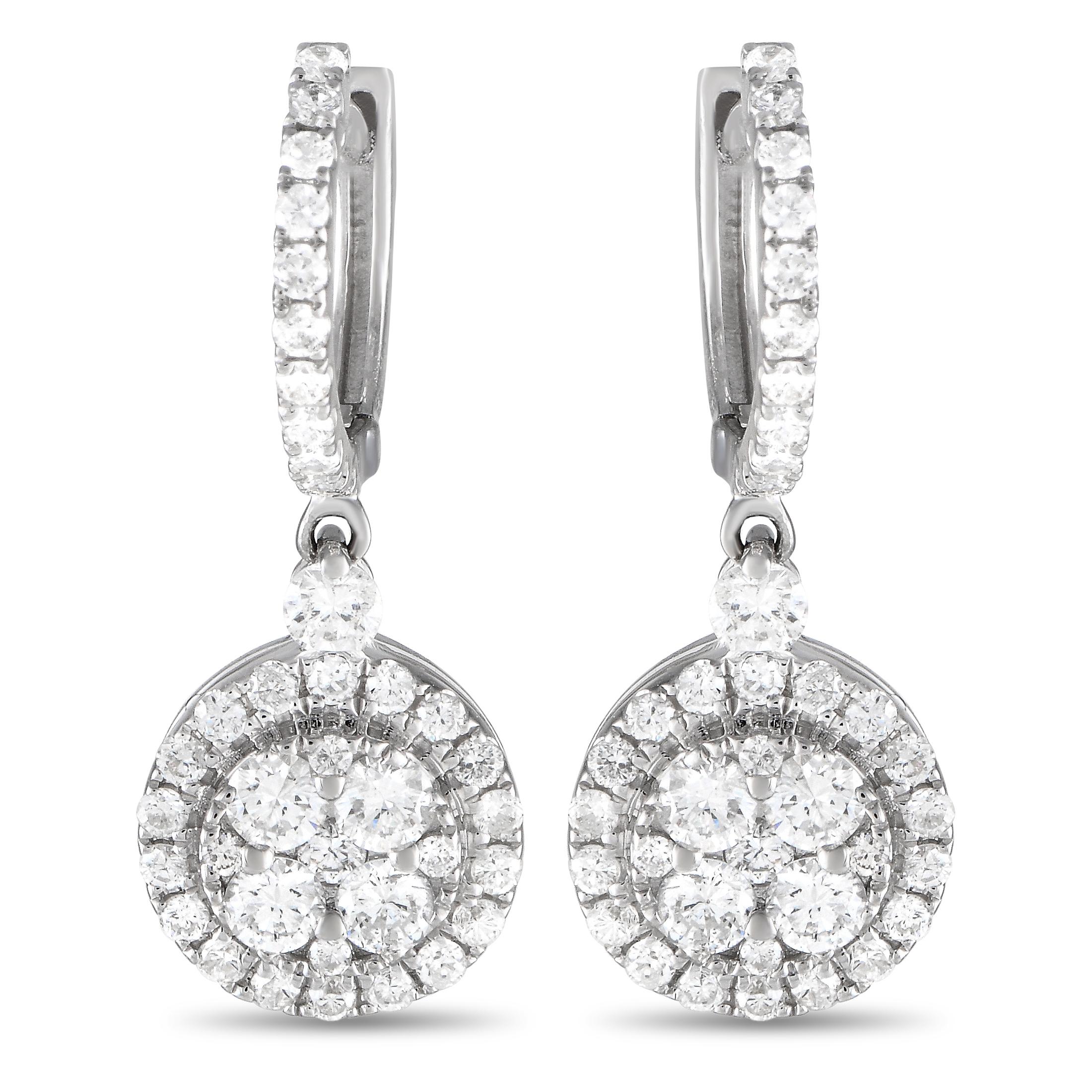 18K Weißgold 0,89ct Diamant-Tropfen-Ohrringe im Zustand „Neu“ im Angebot in Southampton, PA