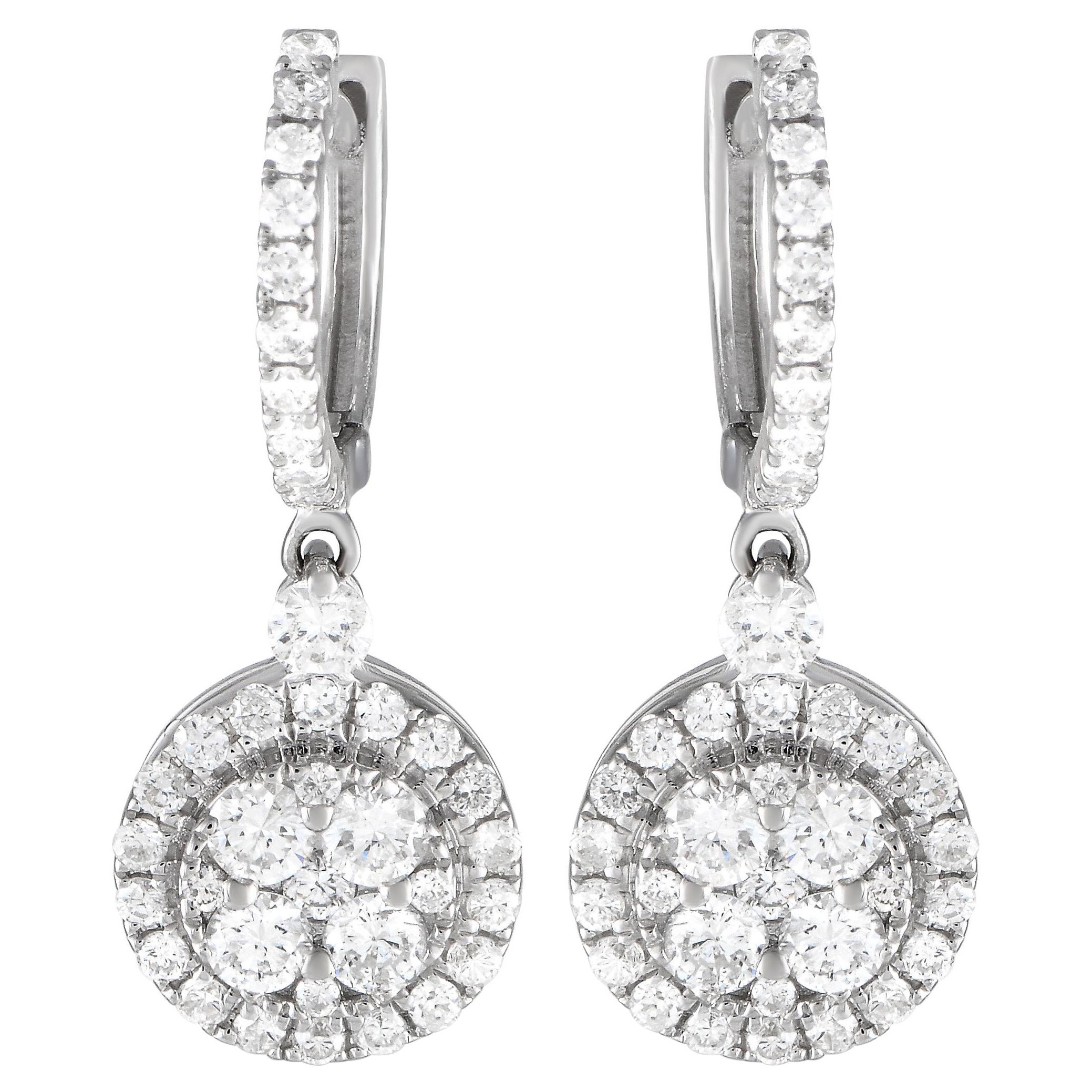 Boucles d'oreilles pendantes en or blanc 18K avec 0,89ct de diamant