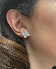 18K White Gold 0.90 Carat Diamond Four Petal Flower Stud Earrings with Pushbacks