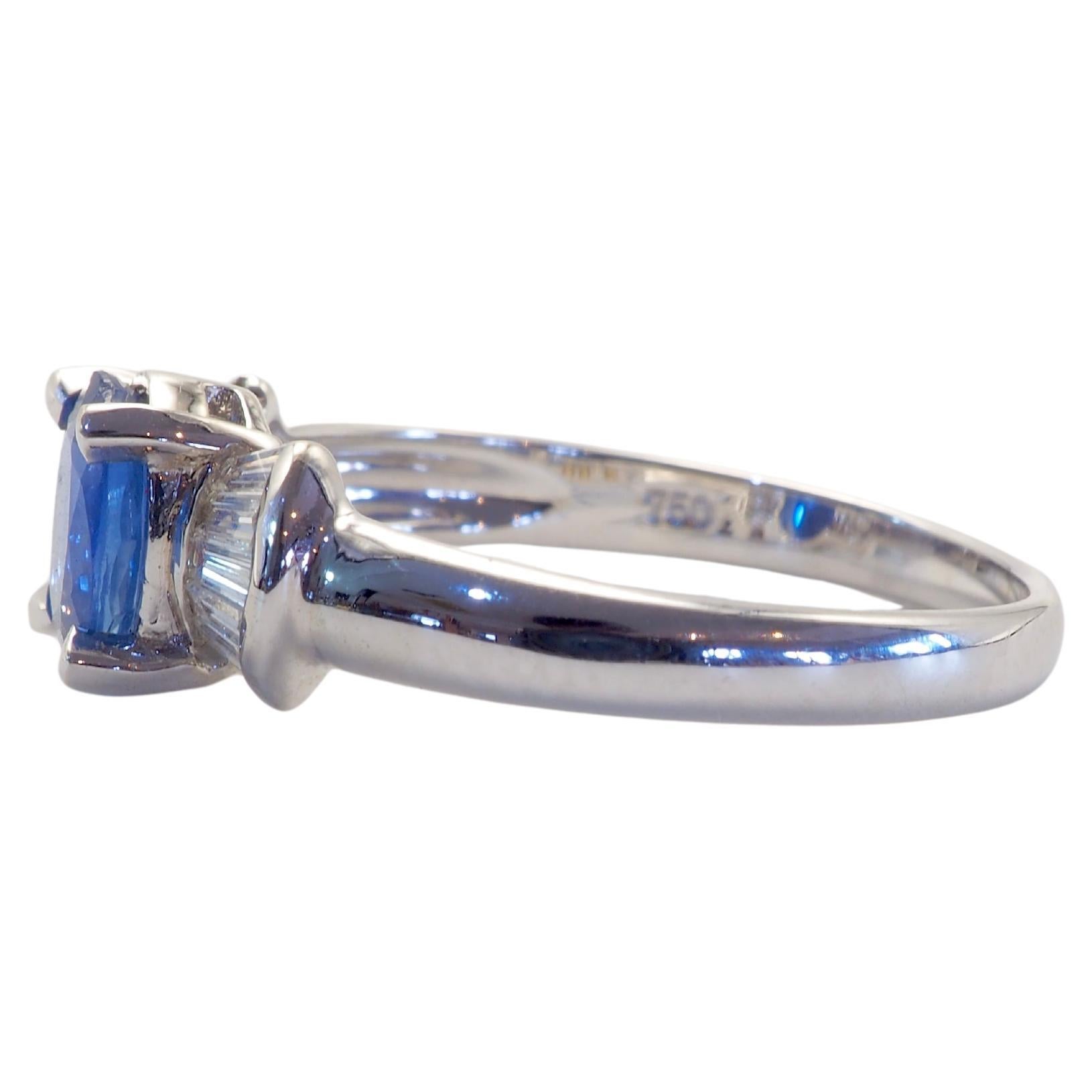 18K White Gold 0.90ct Cornflower Blue Sapphire & 0.20ct Diamond Bow Ring In New Condition In เกาะสมุย, TH