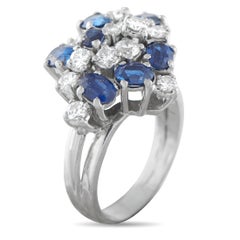 Anello in oro bianco 18 carati con diamanti e zaffiri da 0,90 carati MF35-011626