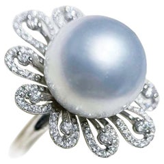 【Vine Symphony】Aurora Bloom South Sea Pearl Diamond Cocktail Ring