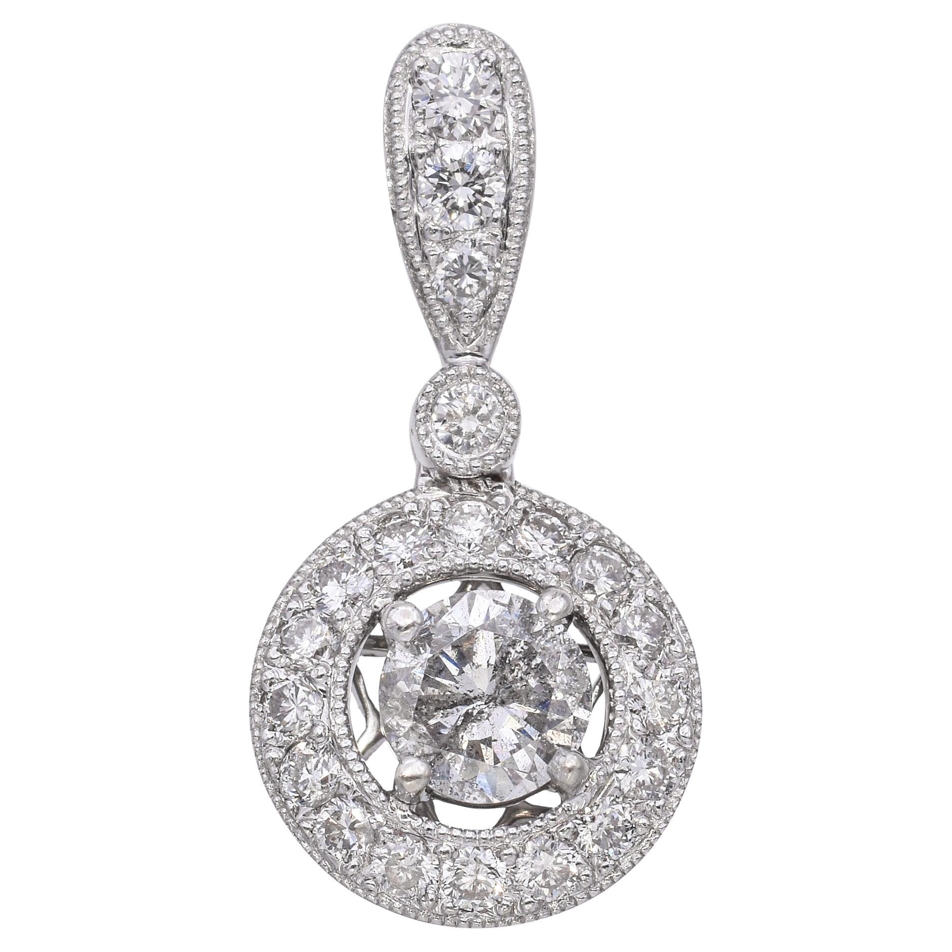 18k White Gold 0.91tcw Diamond Pendant in vendita