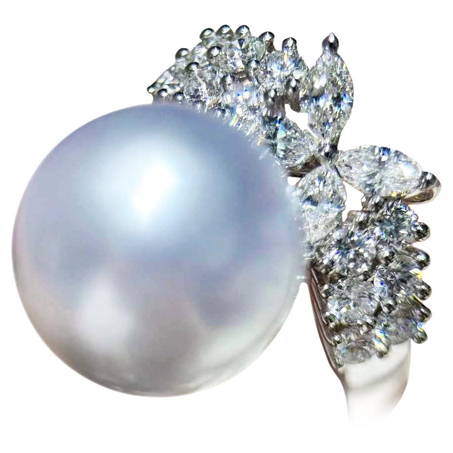 【Crown Radiance】Blossom Crown Aurora South Sea Pearl & Diamond Ring
