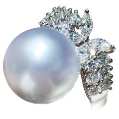 【Crown Radiance】Blossom Crown Aurora South Sea Pearl & Diamond Ring