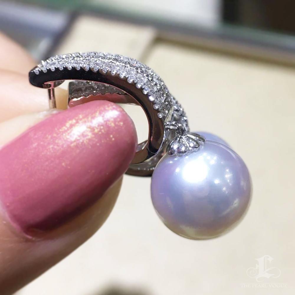 【Crown Radiance】Lux Pavé Diamond AAAA South Sea Pearl Evening Glamour Earrings For Sale 1