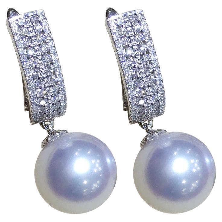 【Crown Radiance】Lux Pavé Diamond AAAA South Sea Pearl Evening Glamour Earrings