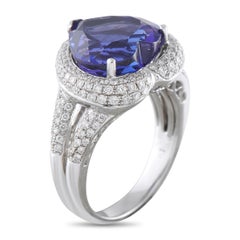 Anello a forma di cuore in oro bianco 18 carati con diamante da 0,95 carati e tanzanite MF06-070926