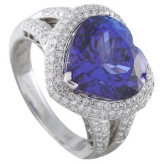 Anello a forma di cuore in oro bianco 18 carati con diamante da 0,95 carati e tanzanite MF06-070926