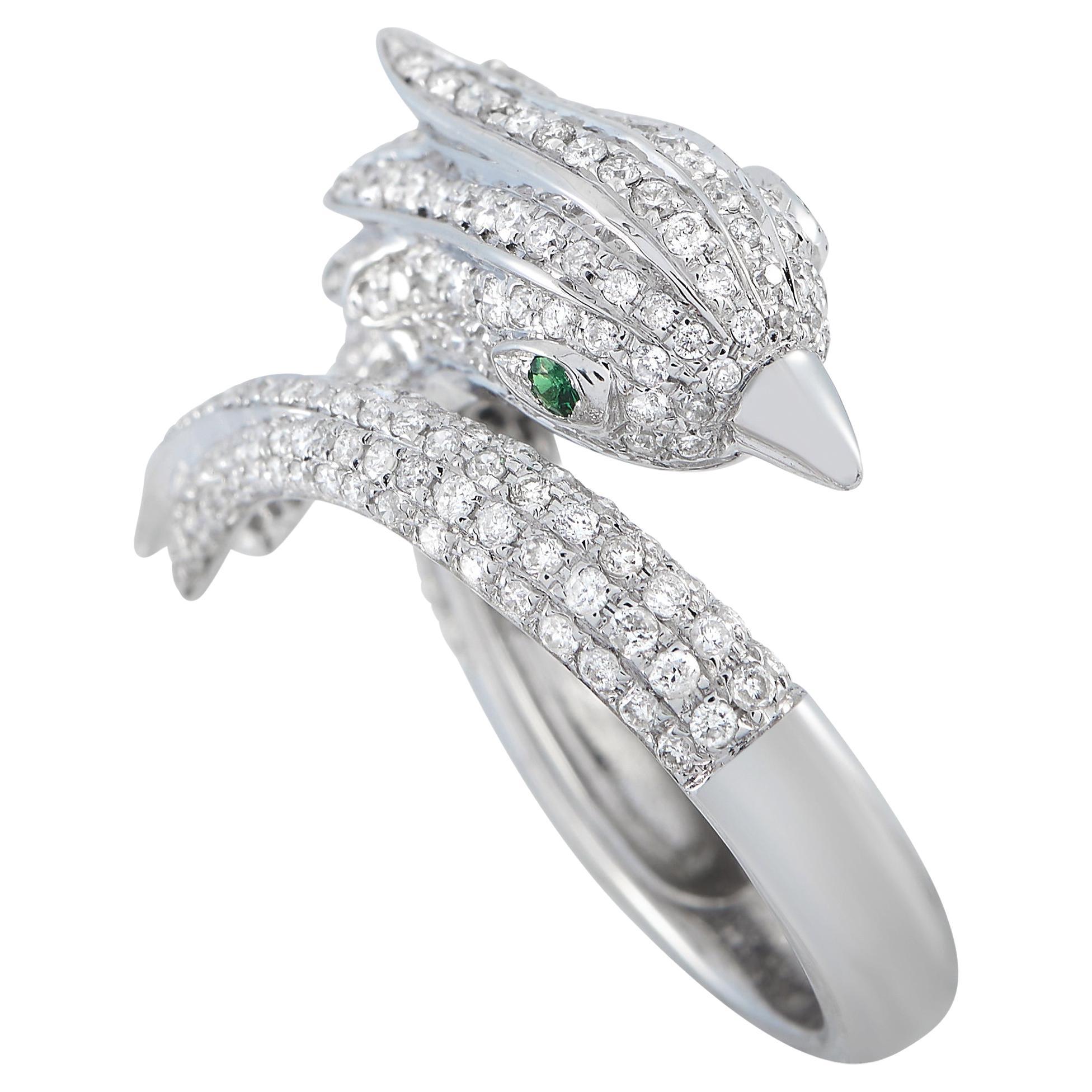 18K White Gold 0.95ct Diamond Bird Ring