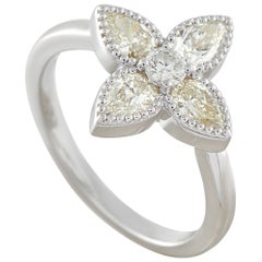 18K White Gold 0.95ct Diamond Four Petal Flower Ring  ALR-20705
