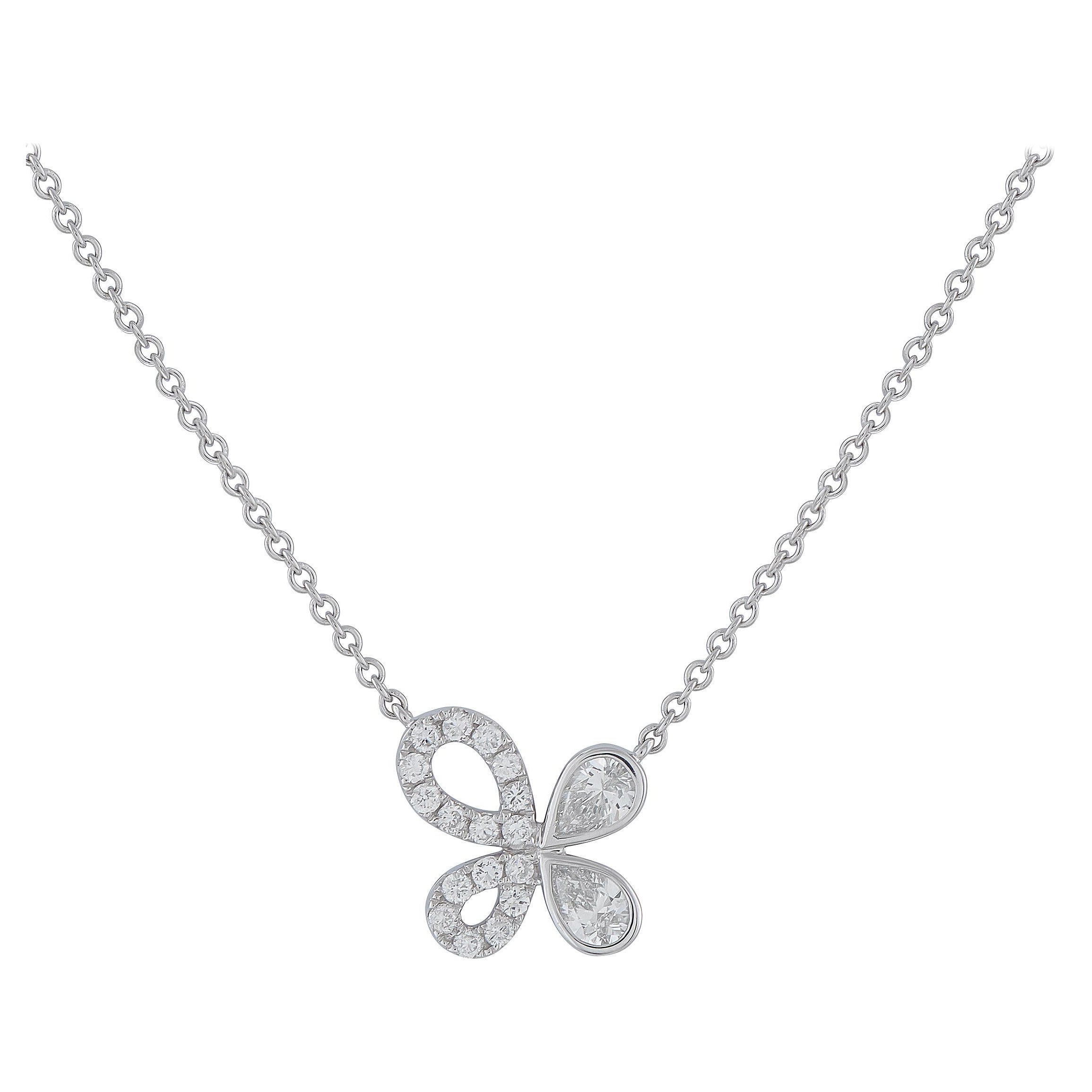 Collier en or blanc 18K avec pendentif en diamant de 0,95 ct ANK-20466