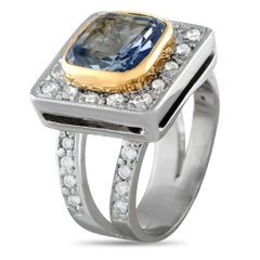 18K White Gold 0.96ct Diamond and Sapphire Cocktail Ring MF12-062426