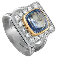 18K White Gold 0.96ct Diamond and Sapphire Cocktail Ring MF12-062426
