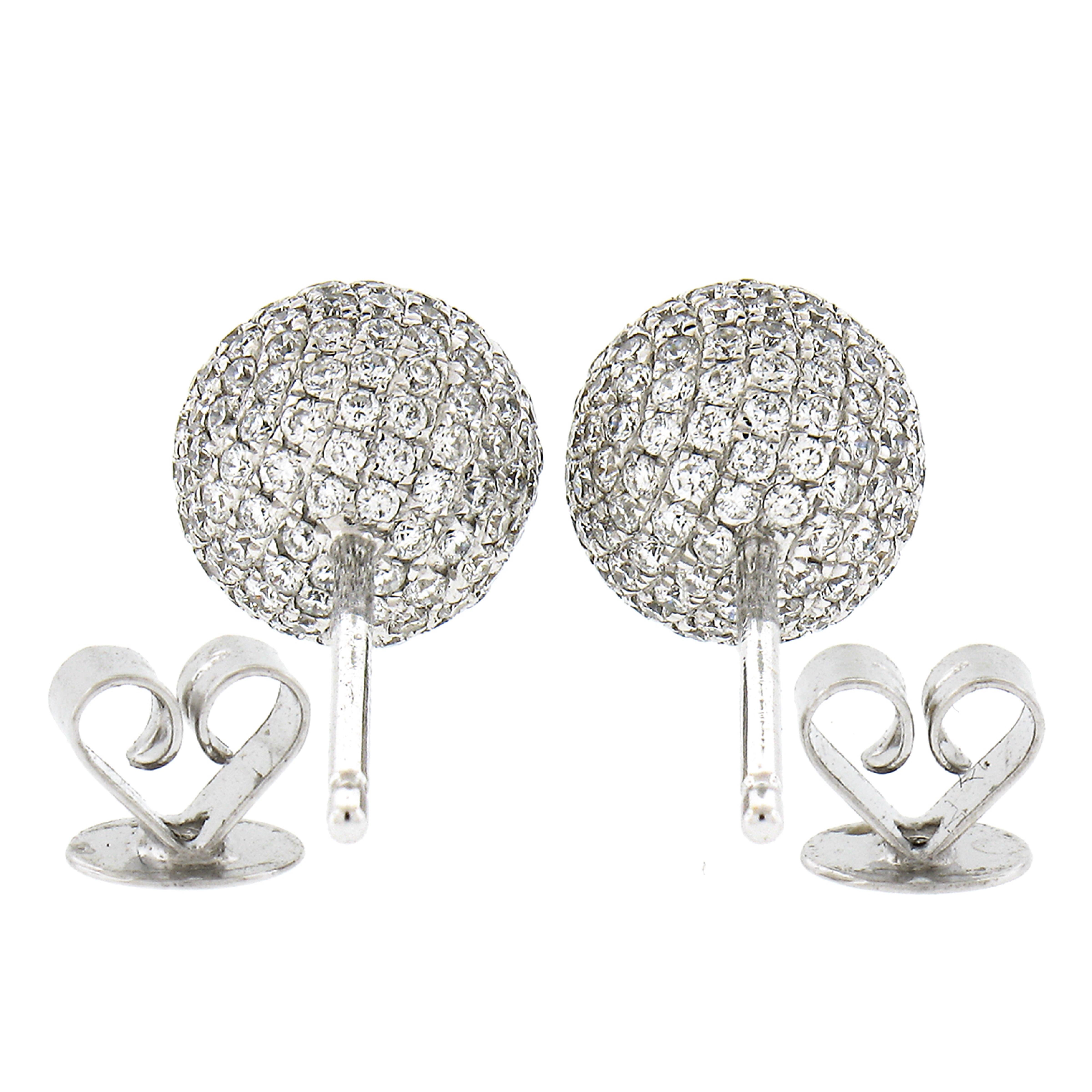 --Stone(s):--
Numerous Natural Genuine Diamonds - Round Brilliant Cut - Micro Pave Set - G-I Color - SI1-I1 Clarity - 0.96ctw (exact)

Material: 18K Solid White Gold
Weight: 2.52 Grams
Backing: Posts w/ Butterfly Closures (pierced ears