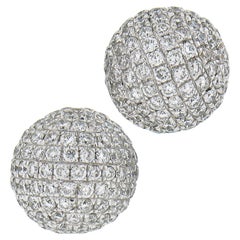 18K White Gold 0.96ctw Micro Pave Set Round Brilliant Diamond Ball Stud Earrings