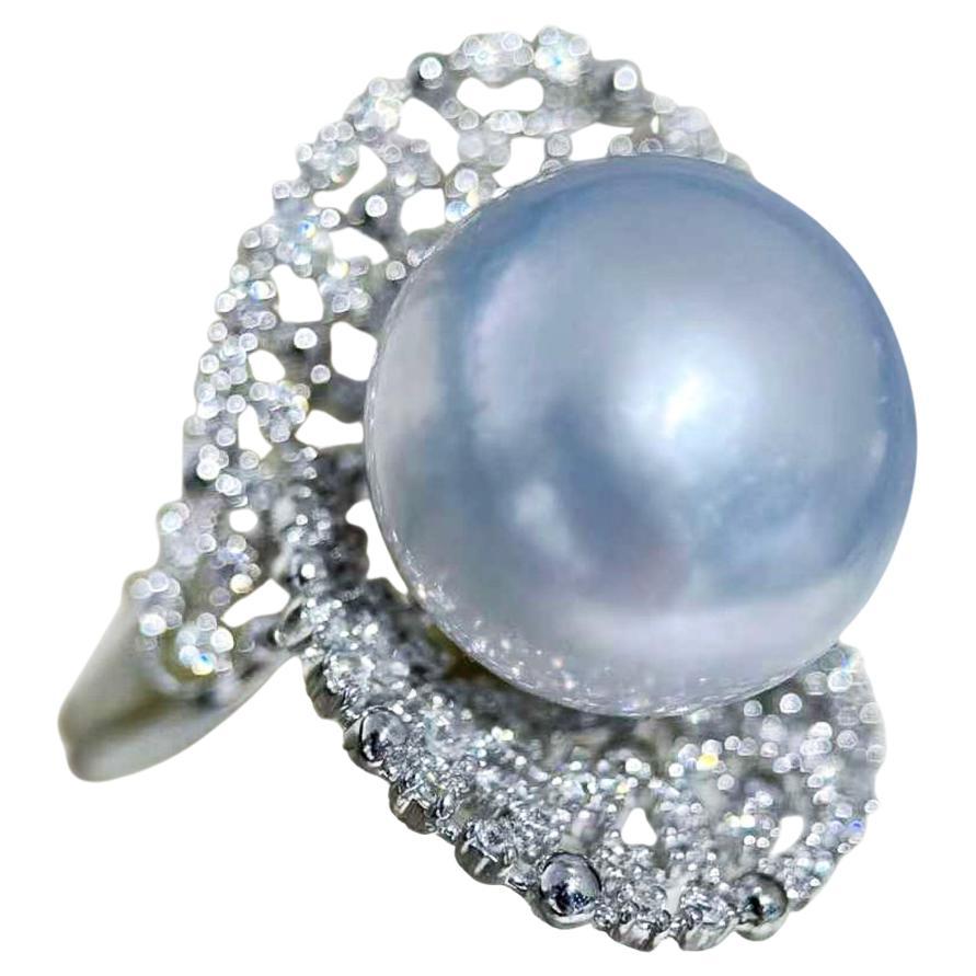 【Lustre Arc】Aurora Bloom South Sea Pearl Diamond Filigree Ring