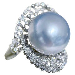 【Lustre Arc】Aurora Bloom Perle des mers du Sud Diamant Bague filigrane