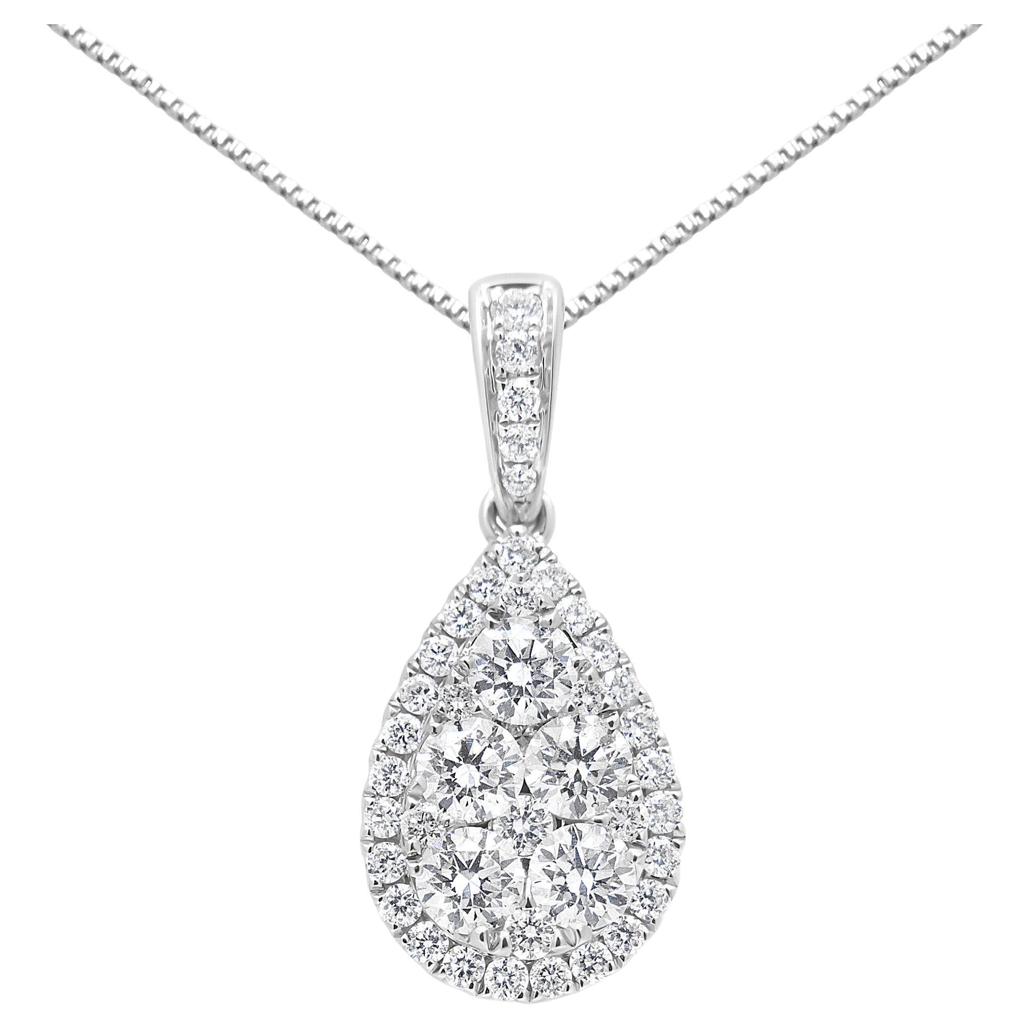 18 Carat Pink and White Gold Round Cut Diamonds Pendant Necklace For