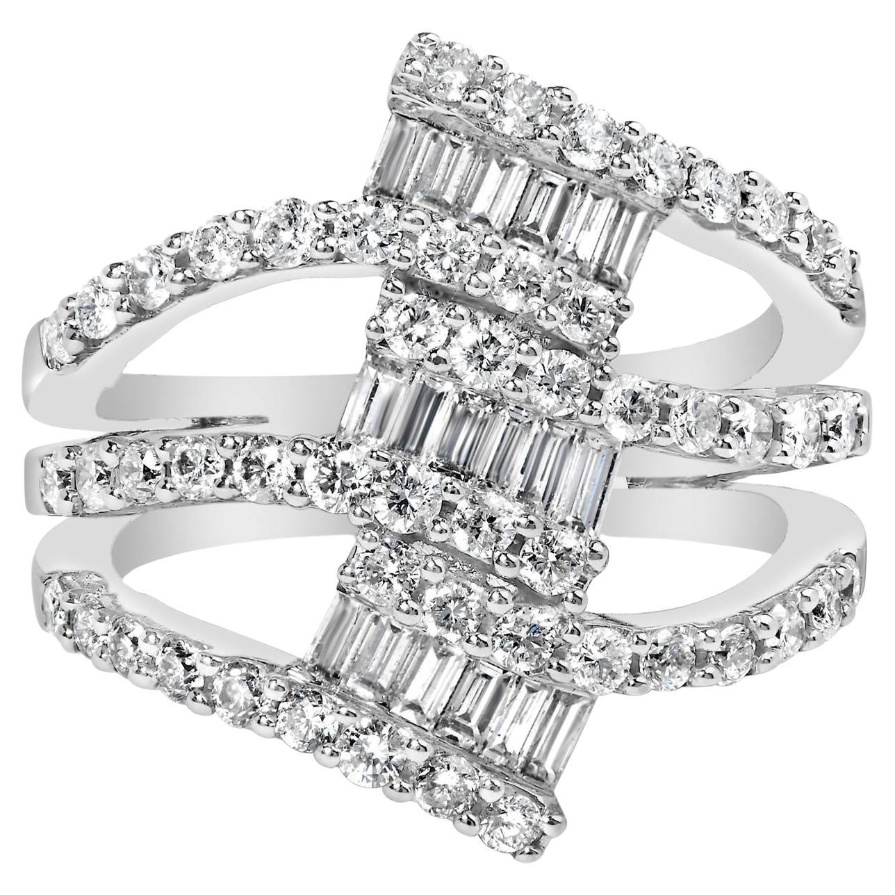 18K Weißgold 1 3/4 Cttw Diamant Multi Crossover und Split Shank Cocktail Ring