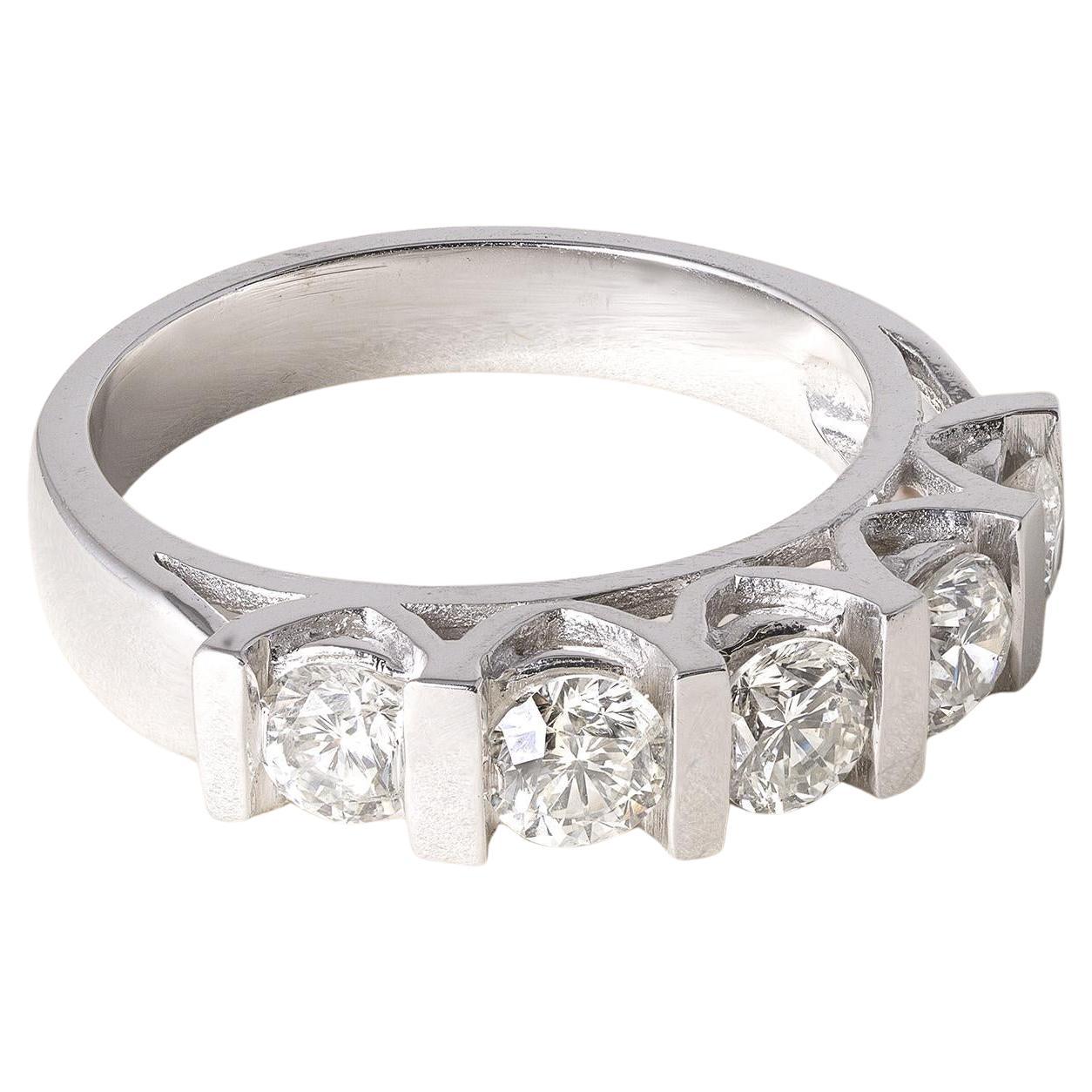 18K White Gold 1 Carat Five Stone Diamond Ring