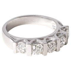 18K White Gold 1 Carat Five Stone Diamond Ring