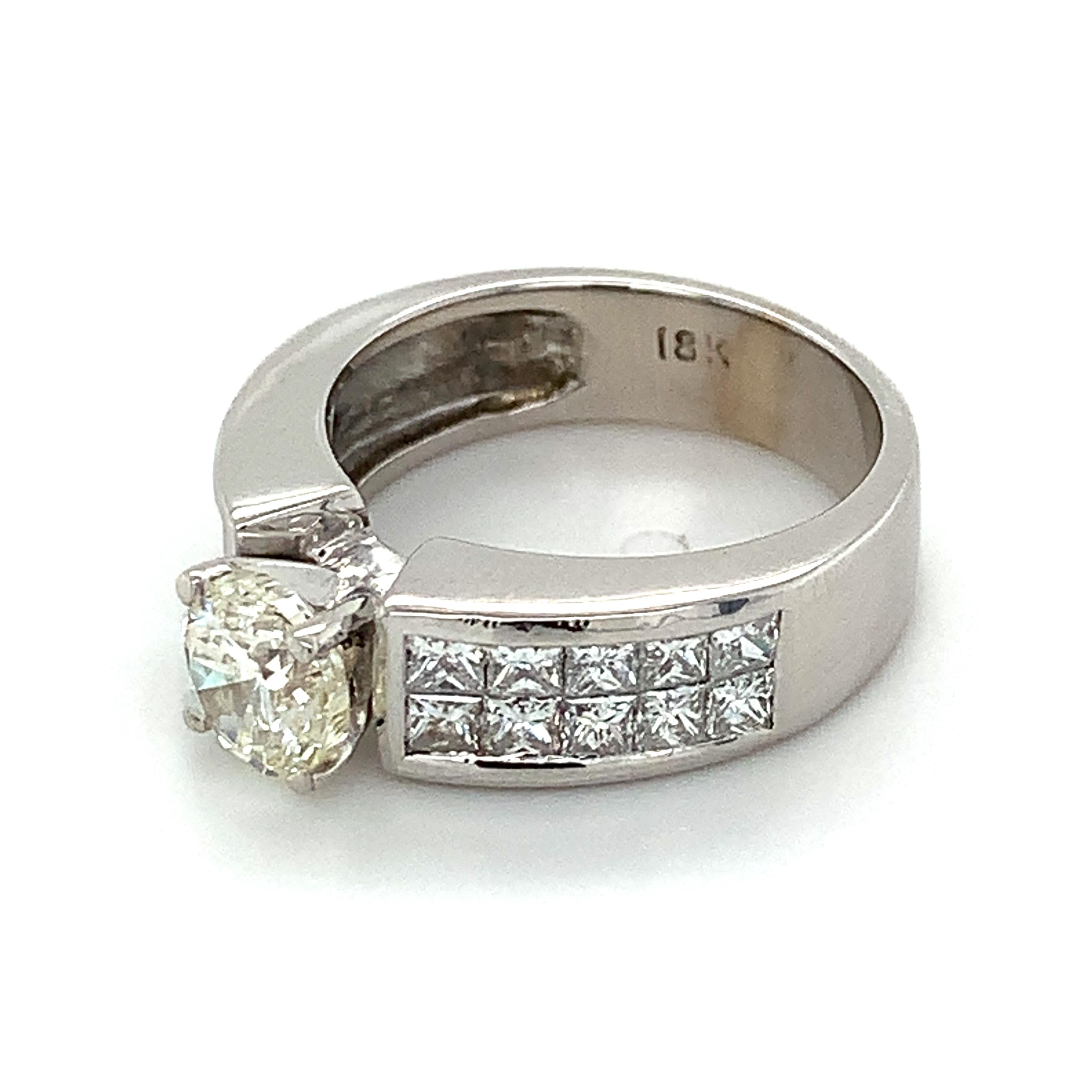 18 Karat Weißgold 1 Karat runder Diamantring mit unsichtbarem Prinzessinnenschliff 4