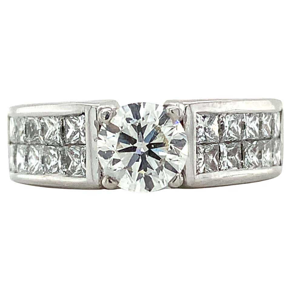 0.84 Carat Invisible Set Princess Diamonds 18 Karat White Gold ...