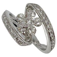 18 Karat Weißgold 1 Karat Diamant-Blumen-Mode-Ring