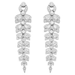 18K White Gold 10 1/4 Carat Diamond Art Deco Style Cascade Dangle Earrings