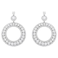 Boucles d'oreilles en or blanc 18K avec diamant 10 7/8 Cttw, couronne ajourée, anneau et pendentifs