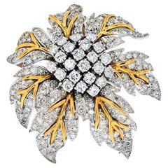18K White Gold 10 Carat Diamond Flower Brooch
