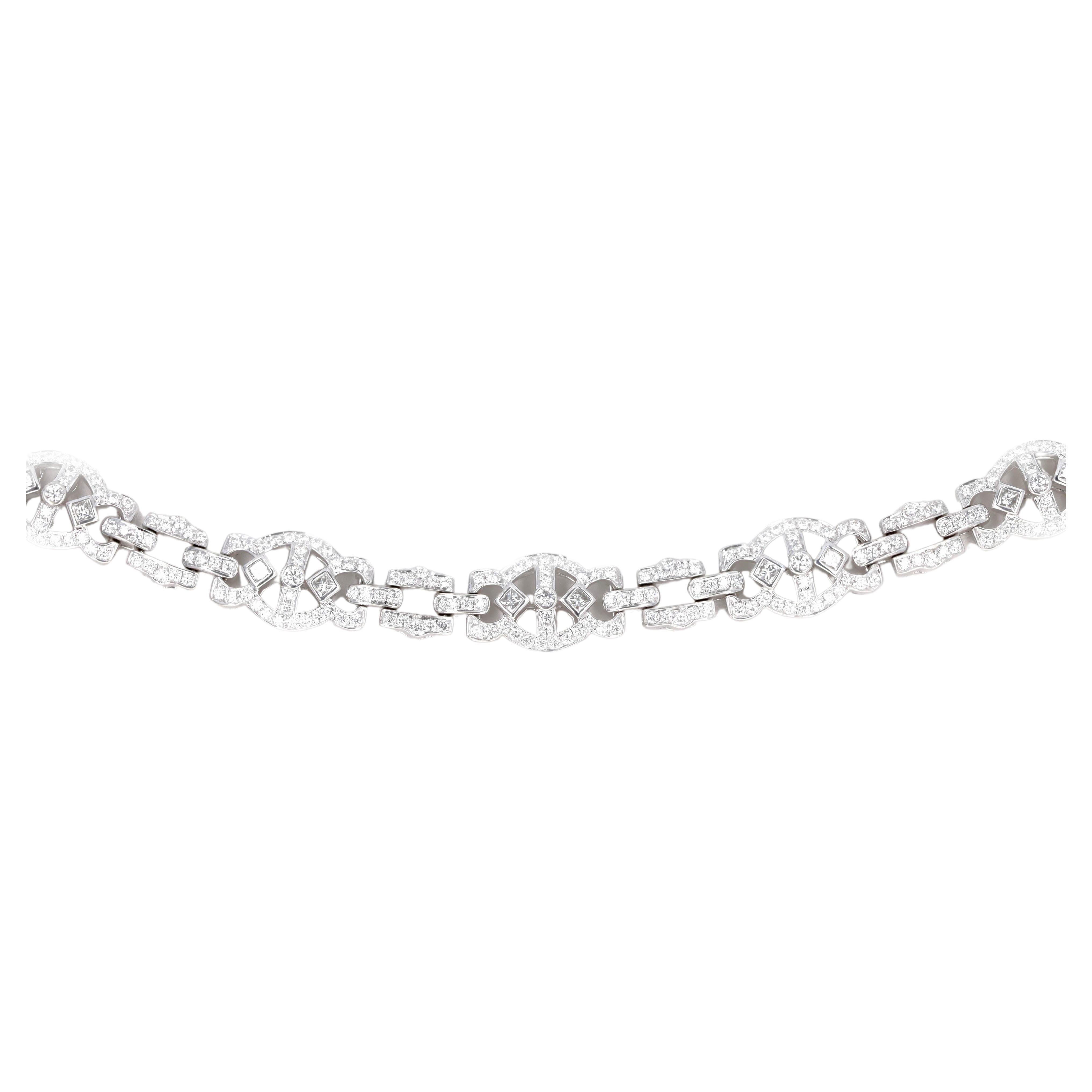 18K White Gold 10 Carat Total Weight Diamond Princess Link Choker Necklace  at 1stDibs