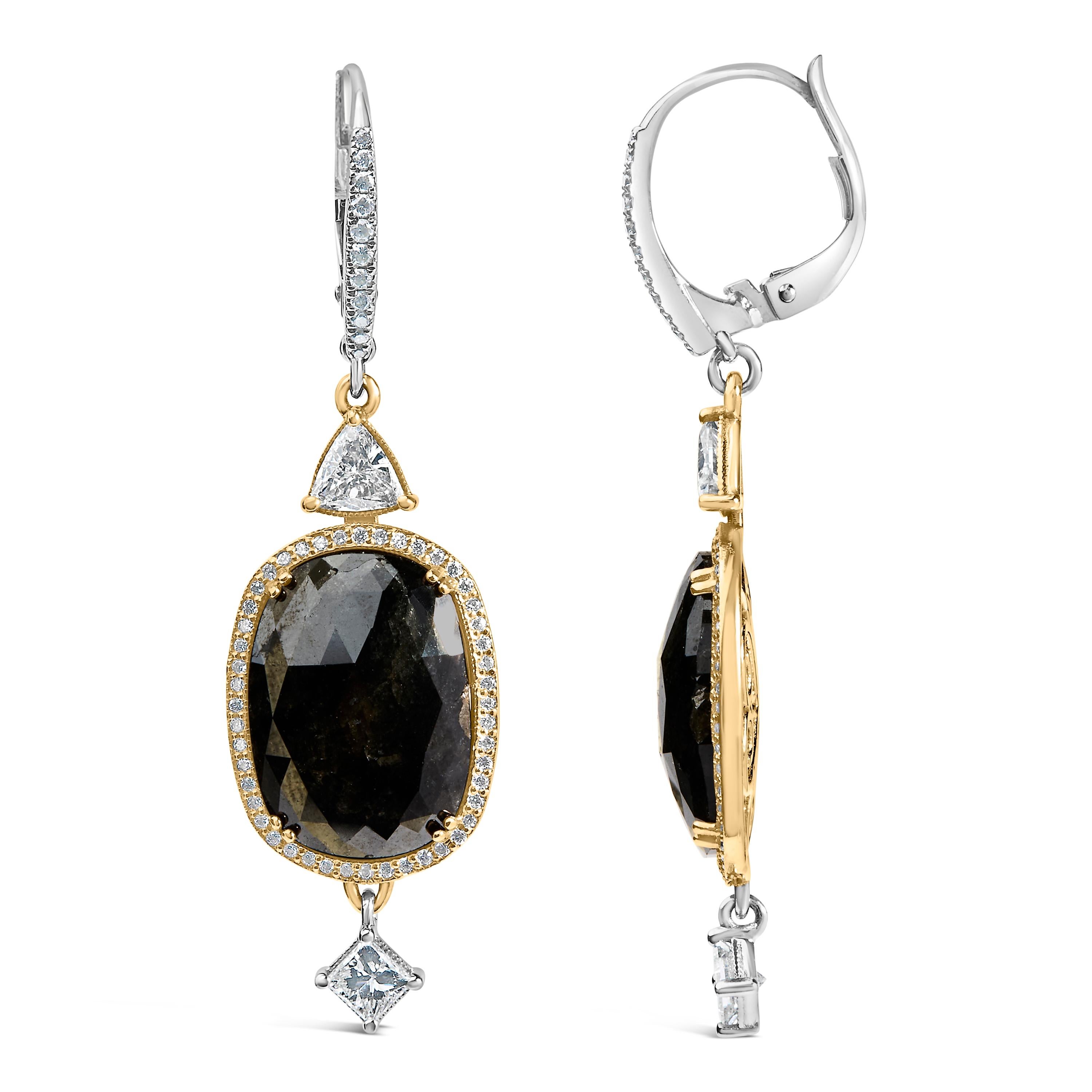18 Karat Weißgold 1,0 Karat Gesamtkaratgewicht Diamant und schwarzer Onyx Vintage-Ohrringe im Vintage-Stil (Moderne)
