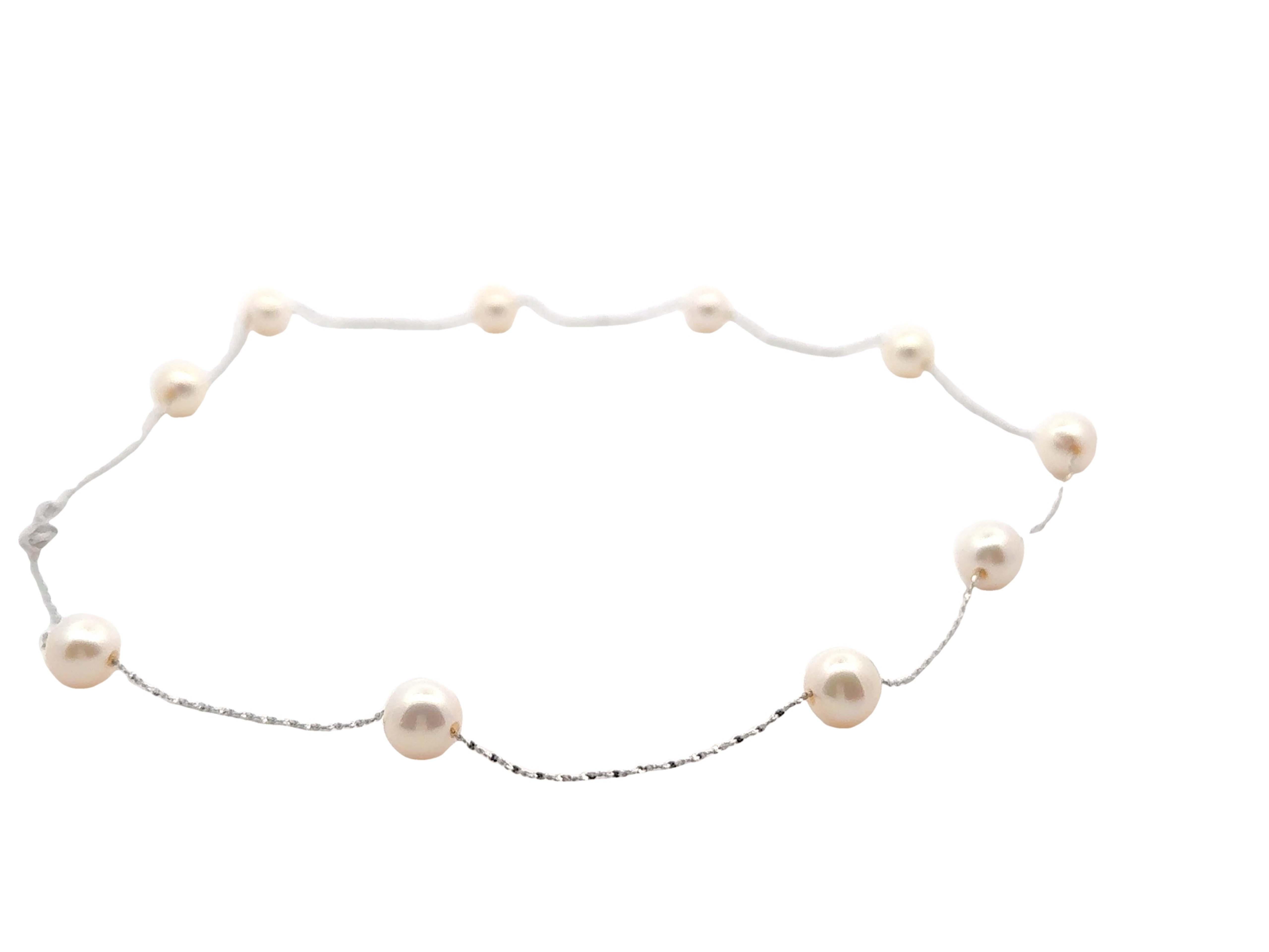 Collana a catena con 10 perle in oro bianco 18 carati In condizioni ottime in vendita a Honolulu, HI