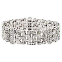 18K White Gold 10.00cttw Five Row Diamond Link Ladies Bracelet
