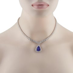 18K White Gold 10.03ct Diamond and Tanzanite Necklace #5328