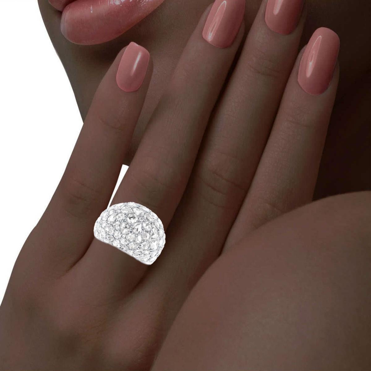18K White Gold 10.09 Carat Rose Cut Diamond Ring For Sale 1
