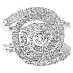 18k White Gold, 1.00ct Diamond Ring Swirl Motif