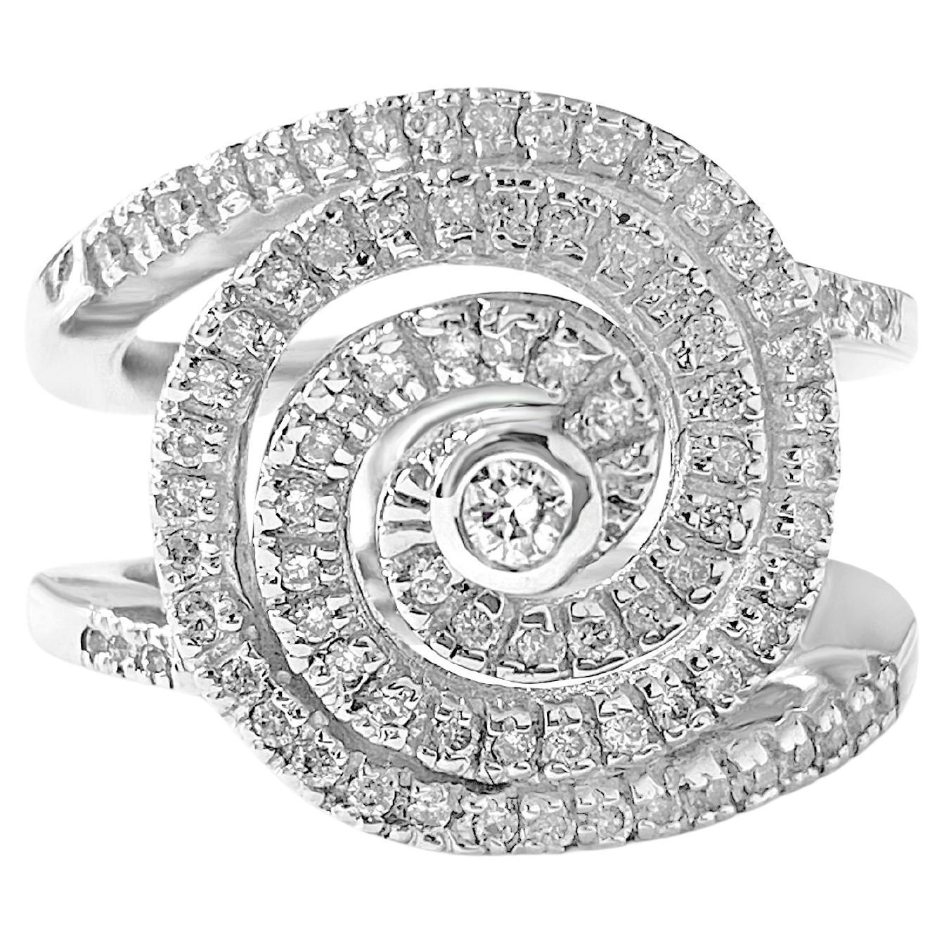 Anillo de Oro Blanco de 18k, Diamante de 1.00ct Motivo Remolino en venta