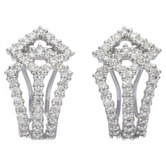 18k White Gold 1.00tcw Diamond Geometric Design Earrings