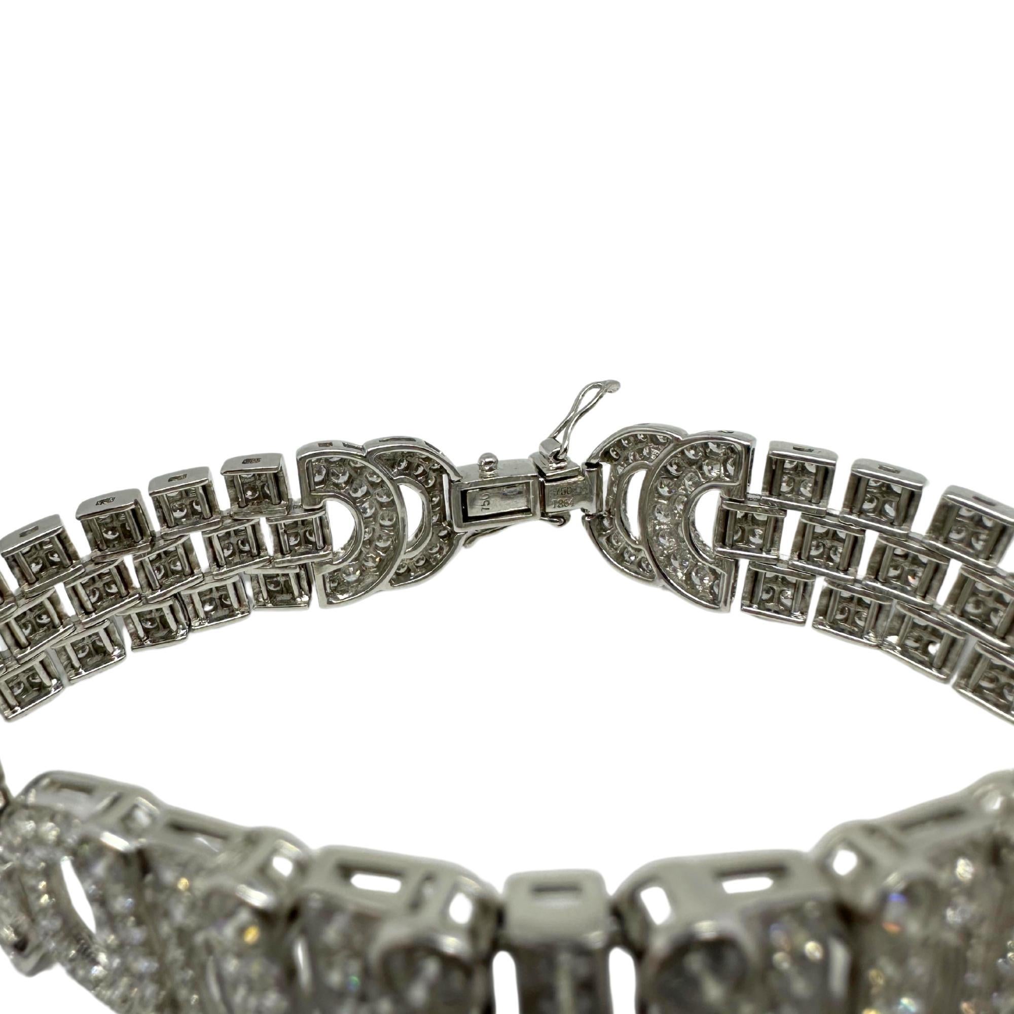 18K White Gold 10.13 Carat Diamond Bracelet - 8 inches For Sale 3
