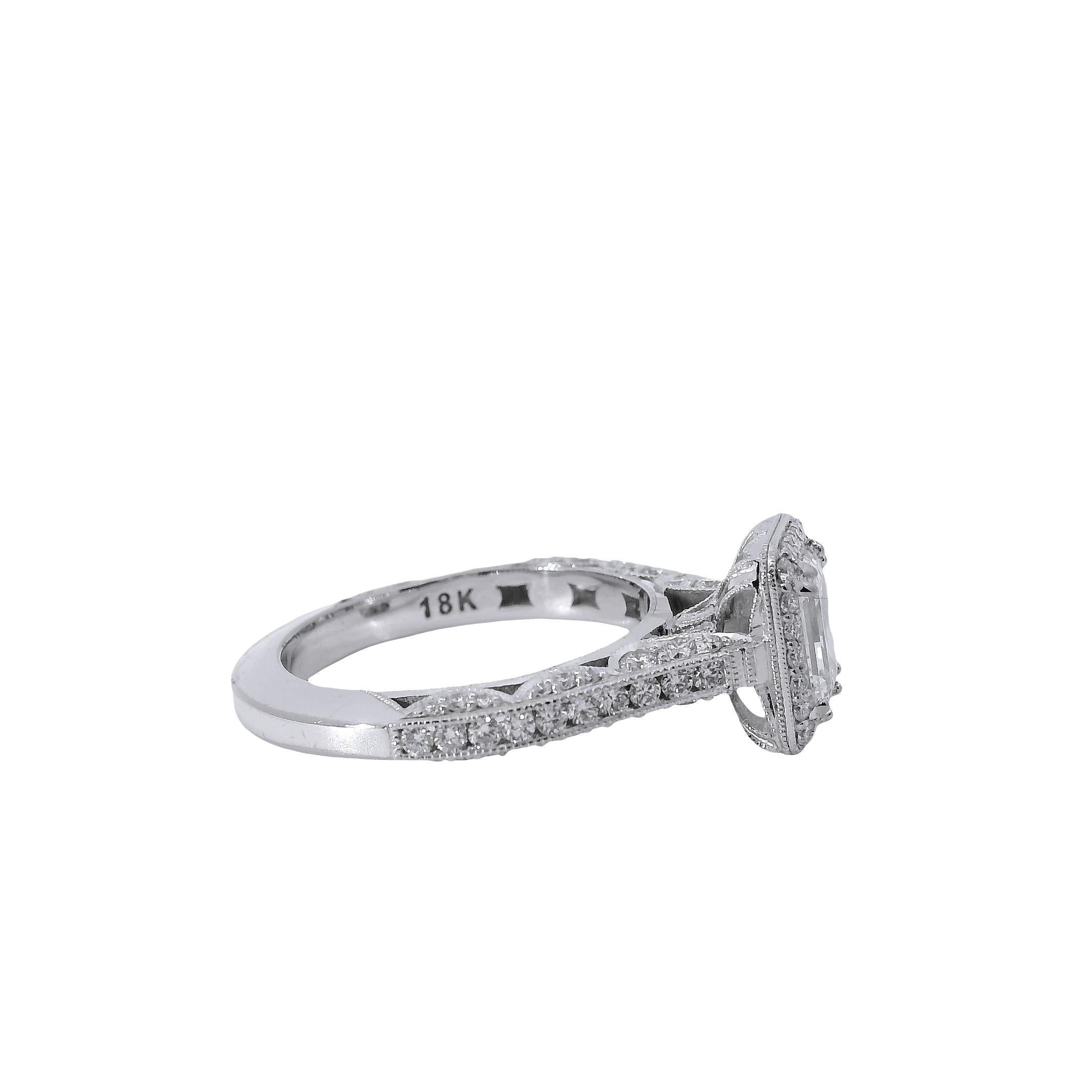 Anillo de compromiso de oro blanco de 18k con diamante natural de talla marquesa de 1,01 ct en venta 12