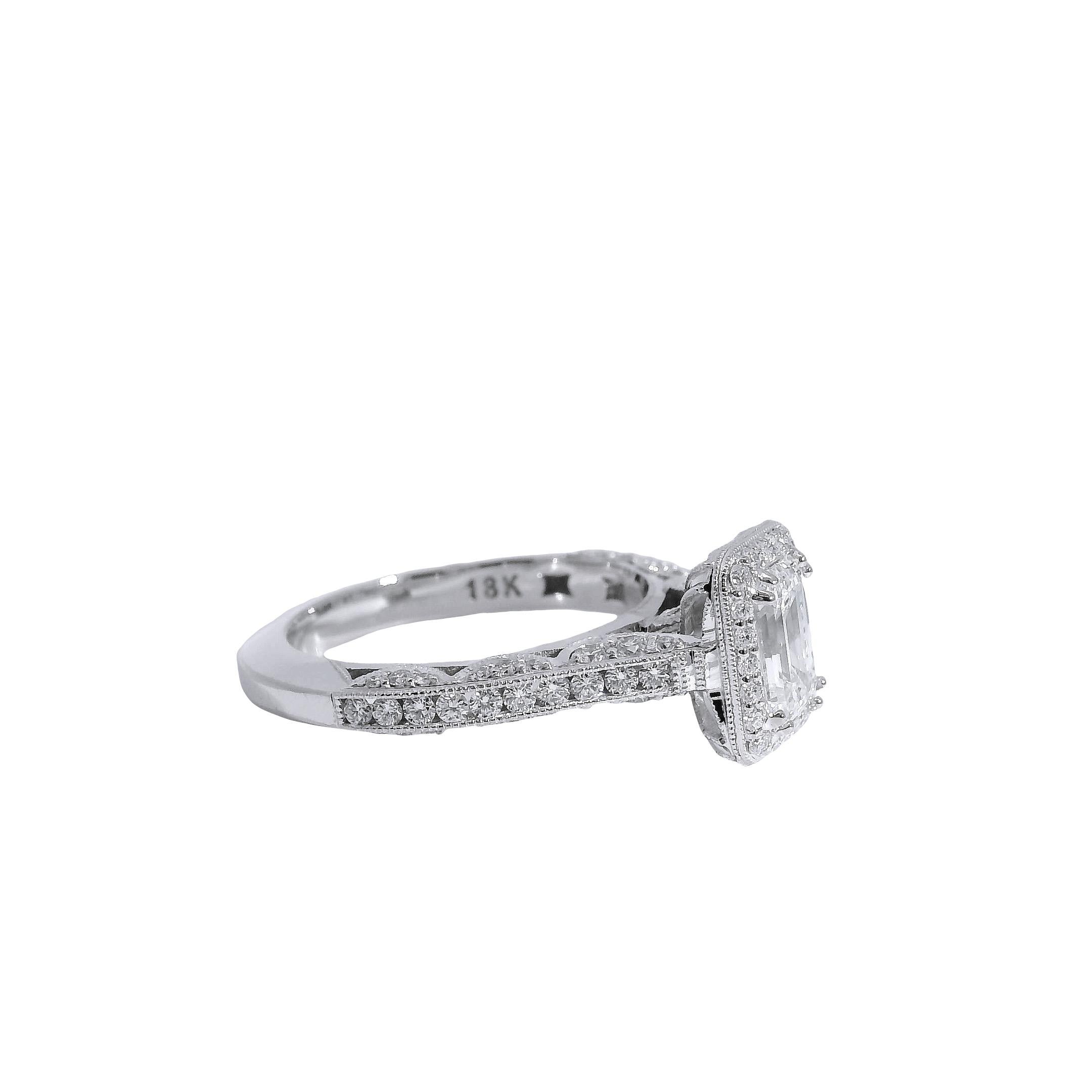 Anillo de compromiso de oro blanco de 18k con diamante natural de talla marquesa de 1,01 ct en venta 13